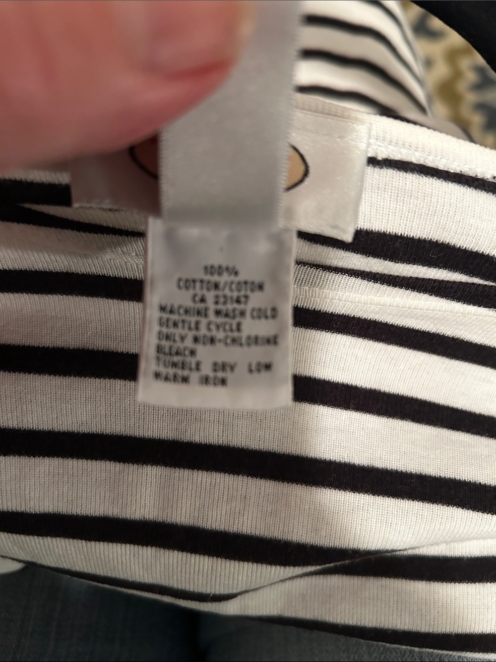 Talbots White and Black Striped Boatneck Long Sleeve Top with Sleeve Ties - Picture 4 of 4
